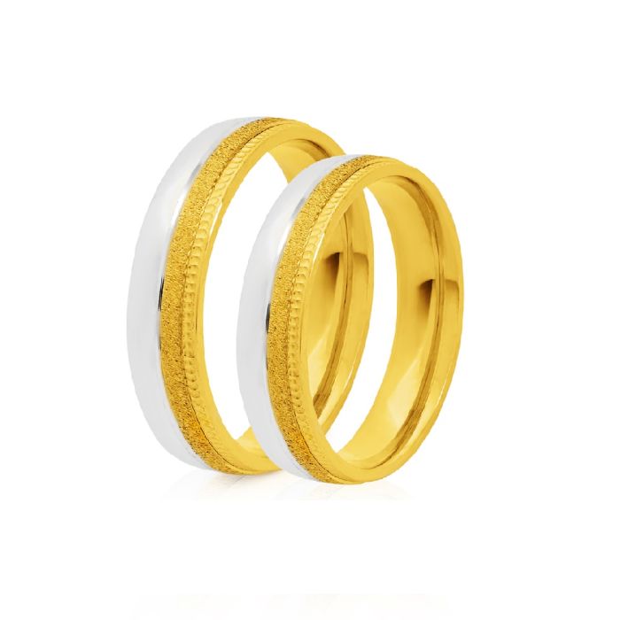 Pair of yellow and white gold wedding rings two tone Stergiadis 3,50mm 20-12